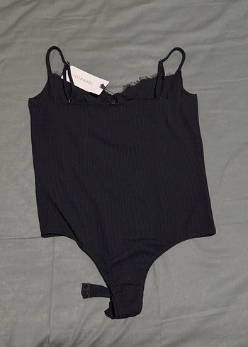40 Beden siyah Renk Dantel Detaylı Siyah Kadın Bodysuit