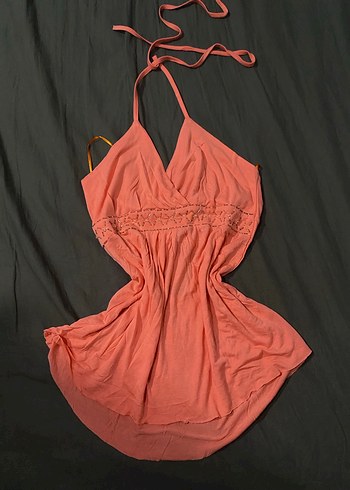 Pembe V Yakalı Dantel Detaylı Bluz Y2k