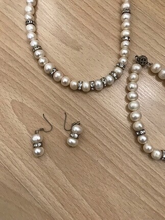  Beden beyaz Renk İnci kolye küpe bileklik