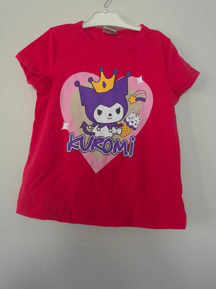 Kız Çocuk Kırmızı Baskılı Kısa Kollu Tişört - Görsel 3