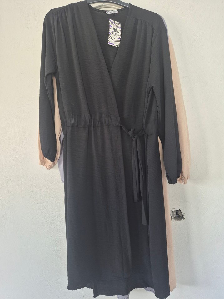 Uzun Kollu Kahverengi Salaş Tunik - Görsel 4