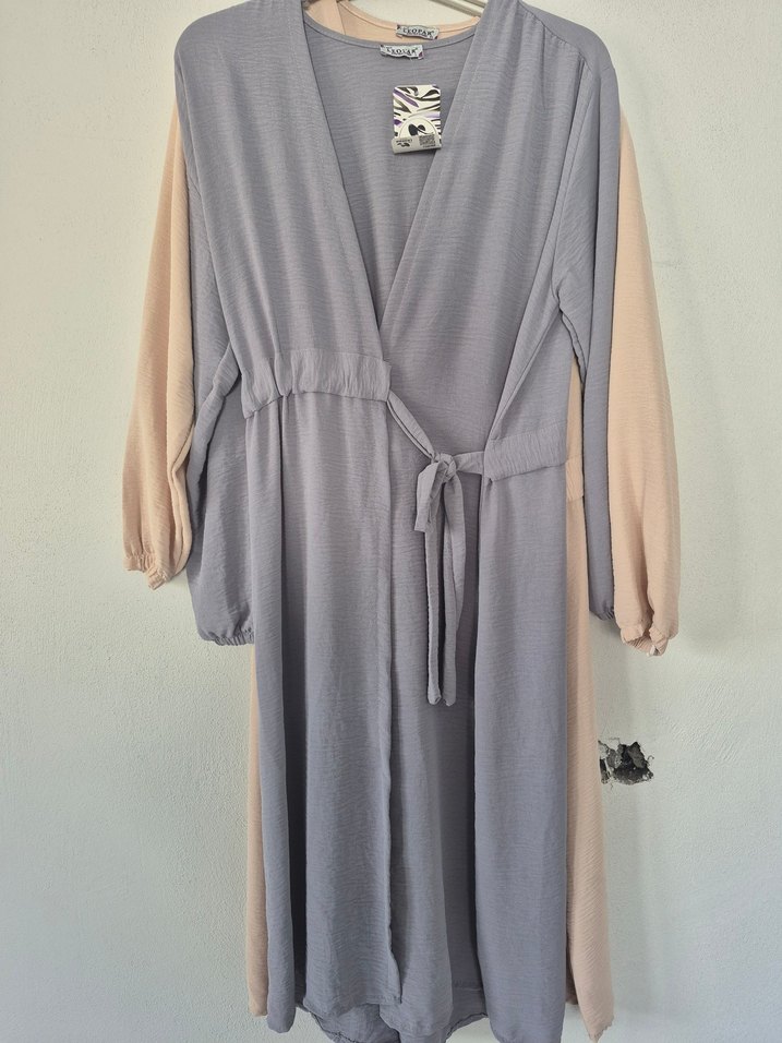 Uzun Kollu Kahverengi Salaş Tunik - Görsel 3