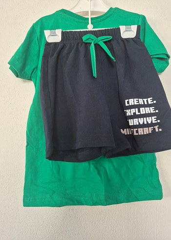 Minecraft Baskılı Yeşil Erkek Tişört - Görsel 2