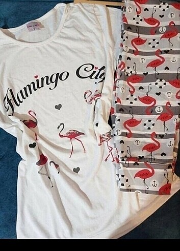 Flamingo City Baskılı Pijama Takımı