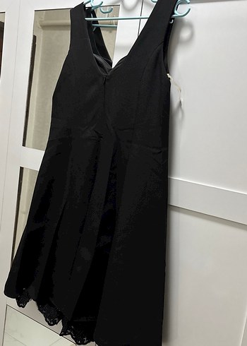 Siyah V Yaka Midi Gotik Abiye Elbise - Görsel 2