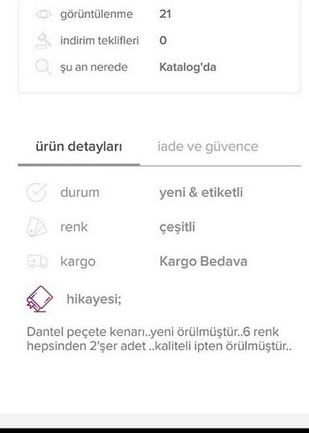  Beden peçete kenarı danteller