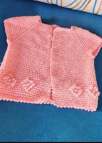 Tasarımcı Kız Çocuk Pembe Örgü Kolsuz Hırka