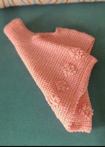 9-12 Ay Beden Kız Çocuk Pembe Örgü Kolsuz Hırka