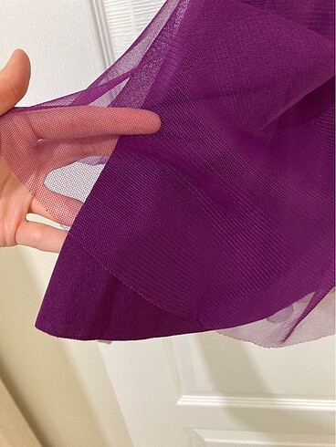 Mor Boyundan Askılı Kısa Abiye Elbise - Görsel 7