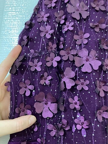 Mor Boyundan Askılı Kısa Abiye Elbise - Görsel 5