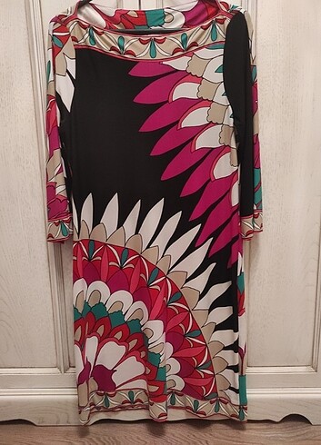 M&S 38 beden renkli penye elbise