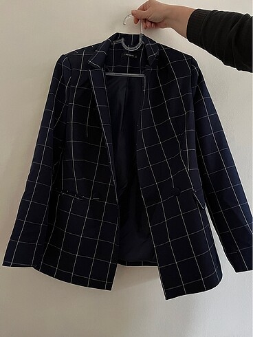 Kareli Blazer Lacivet Ceket