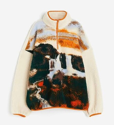 l Beden H&M Half Zip Teddy Jacket
