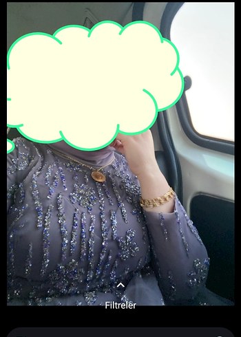 Boncuk İşlemeli Mor Uzun Kol Abiye - Görsel 3