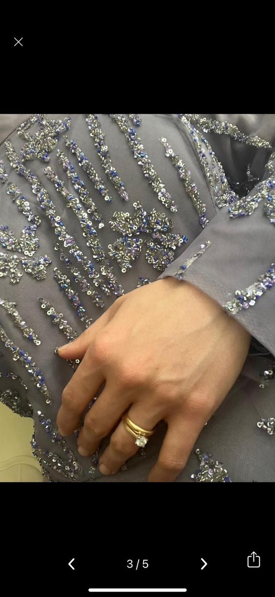 Boncuk İşlemeli Mor Uzun Kol Abiye - Görsel 2