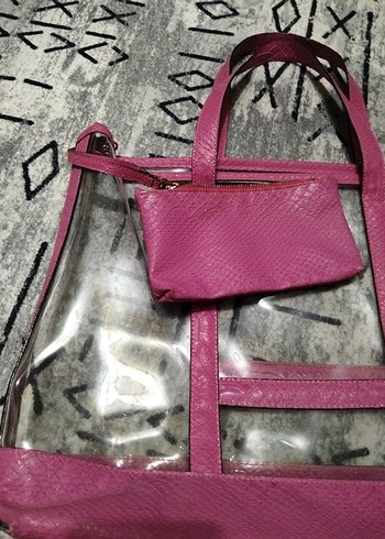 Beymen Şeffaf Pembe Yılan Desenli Fermuarlı Kadın Çanta