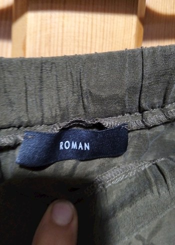 Dökümlü Midi Keten Etek - Haki - Görsel 5