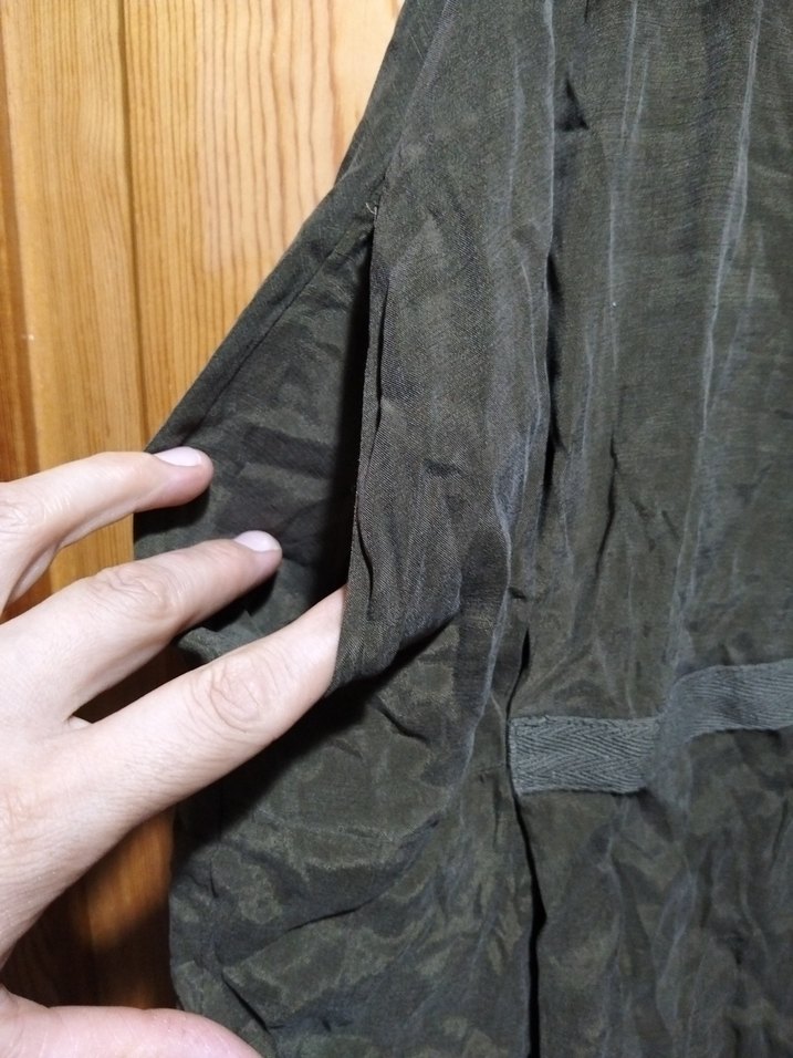 Dökümlü Midi Keten Etek - Haki - Görsel 2