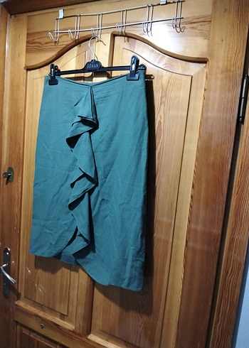 m Beden yeşil Renk Zara Basic Gri Baskılı Midi Kadın Kumaş etek
