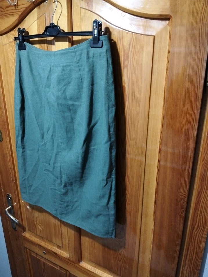 Zara Basic Gri Baskılı Midi Kadın Kumaş etek - Görsel 5