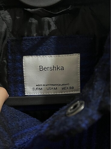 m Beden mavi Renk Bershka Mavi Kareli Ceket