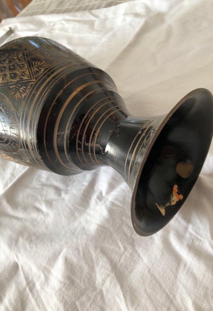 Siyah İşlemeli Seramik Vazo - Görsel 5