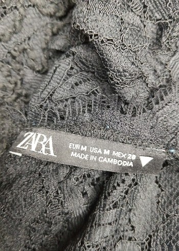 ZARA M-KISA,DANTEL ŞIK BLUZ Dantel Detaylı Siyah Kısa Kollu Bluz - Görsel 6