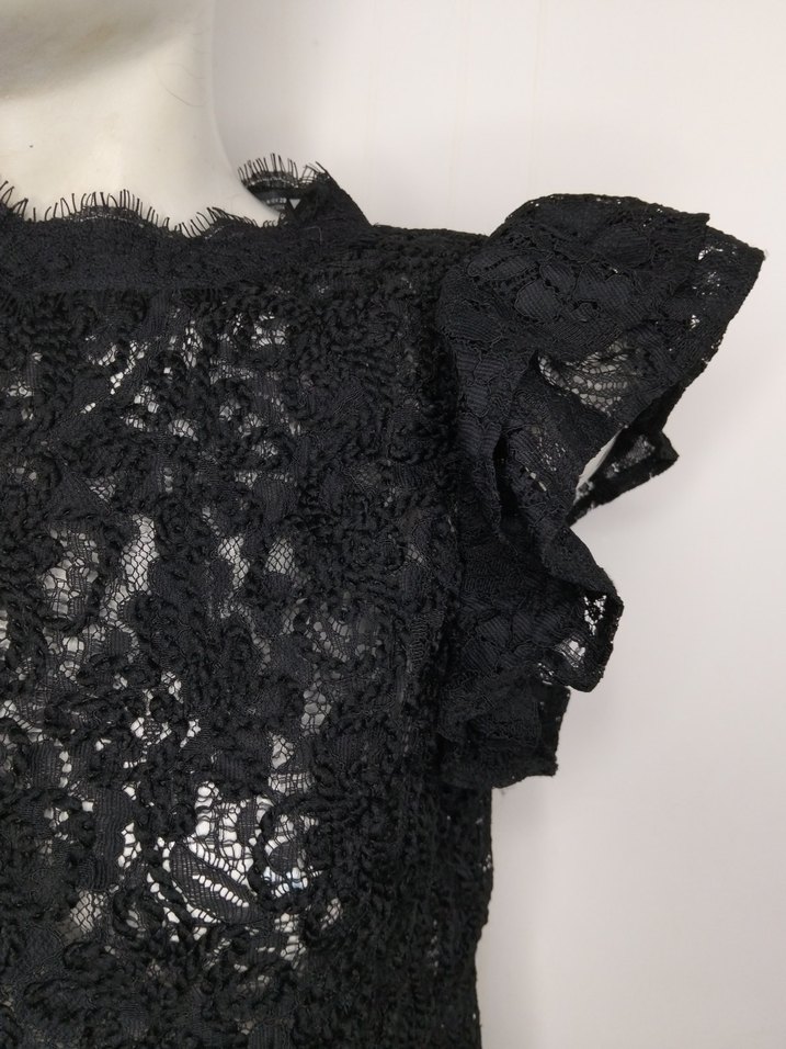 ZARA M-KISA,DANTEL ŞIK BLUZ Dantel Detaylı Siyah Kısa Kollu Bluz - Görsel 4