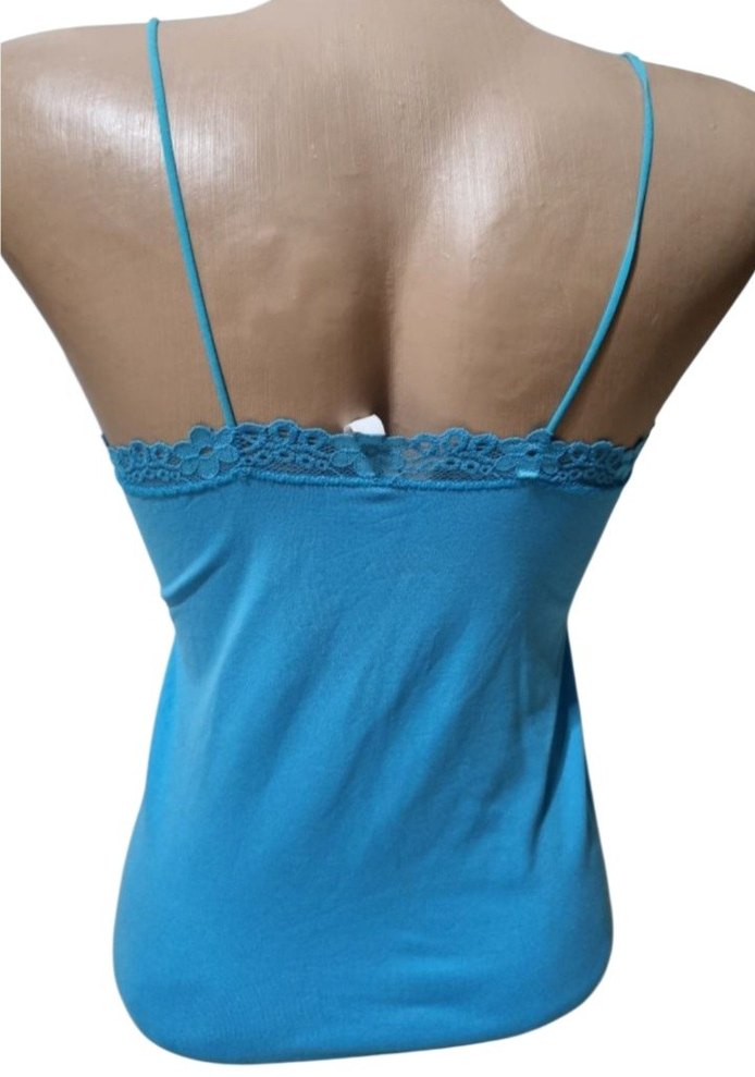 Mavi Dantel Detaylı V Yaka Kadın CROP - Görsel 2