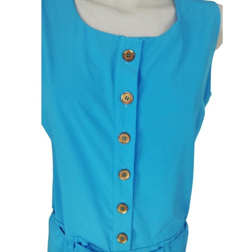 40-TARZ Düğmeli Mavi Kadın Uzun Tulum - Görsel 3