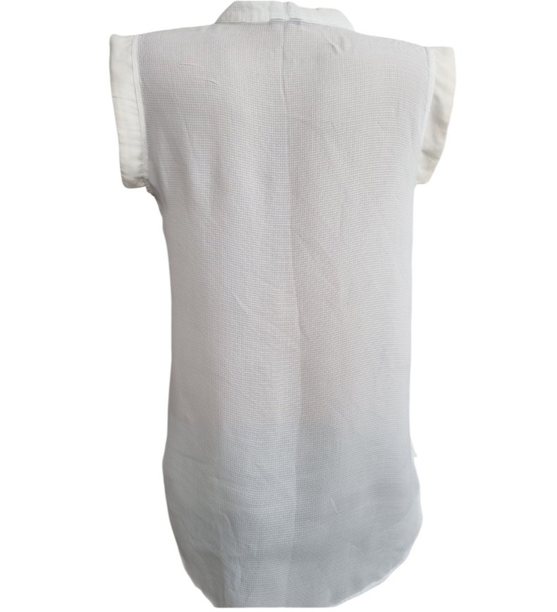 MANGO-M..YENİ GÖMLEK Düğmeli V Yaka Kısa Kollu Beyaz - Görsel 2