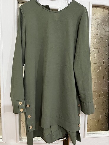 Çağla yeşili aerobin kumaş tunik