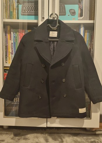 lacivert Yünlü Zara erkek çocuk kaban - Görsel 3