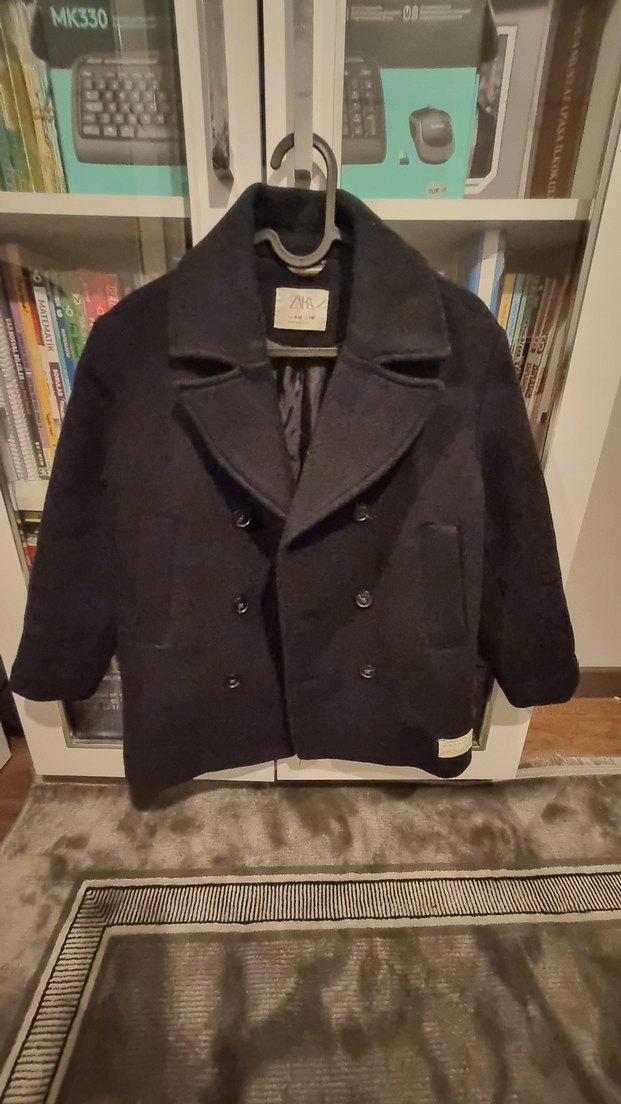 lacivert Yünlü Zara erkek çocuk kaban - Görsel 2