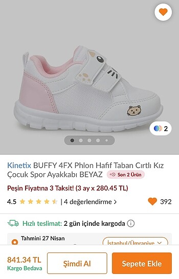 Kinetix kız çocuk bebek spor ayakkabı