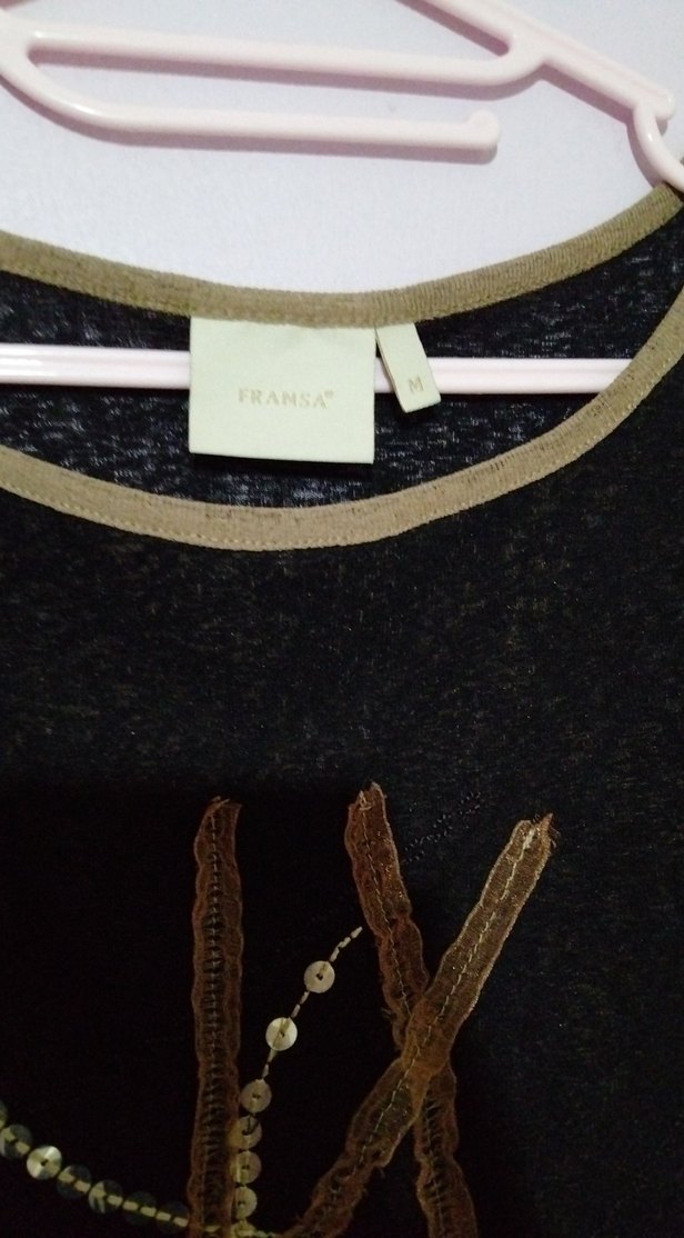 pul işlemeli Kahverengi bluz - Görsel 2