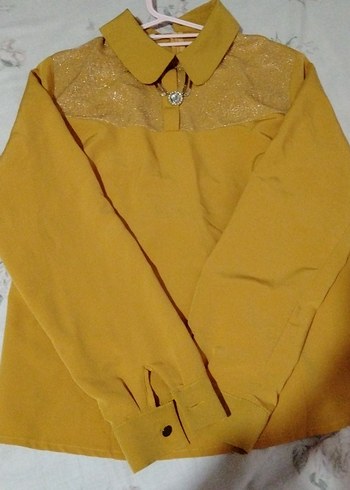 hardal taş kolye detaylı bluz - Görsel 3