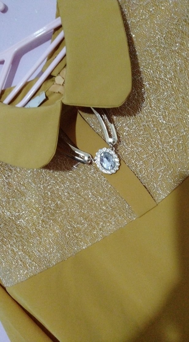 hardal taş kolye detaylı bluz - Görsel 2