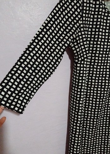 Siyah Beyaz Kareli elbise - Görsel 3