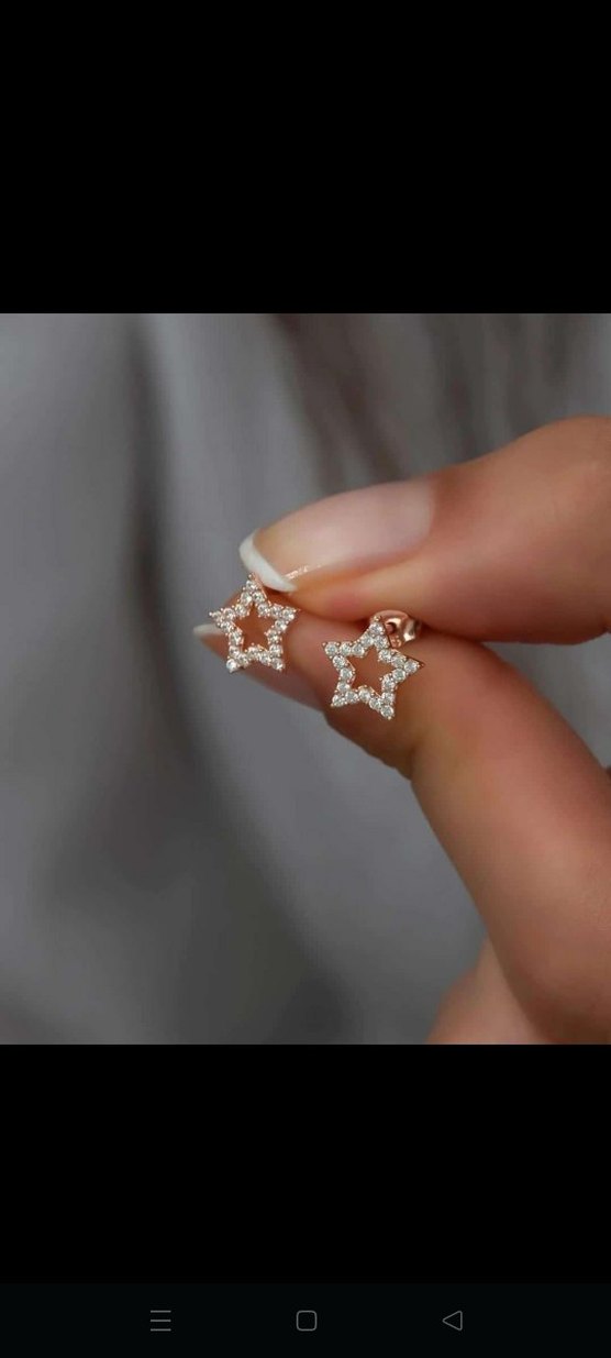 925 ayar  gümüş rose zirkon taşlı yıldız küpe - Görsel 2