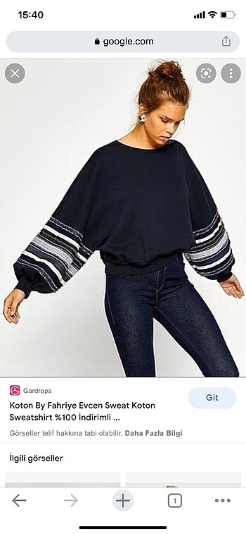Koton işlemeli balon kol sweatshirt