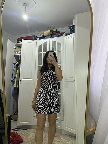 Zara Zara zebra desenli elbise