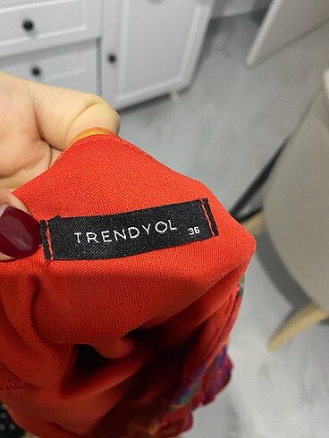 36 Beden çeşitli Renk Trendyol desenli mini elbise