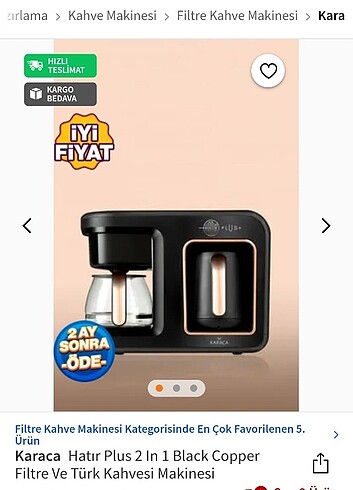 Karaca 2 ın 1 Türk kahve ve filtre kahve makinesi