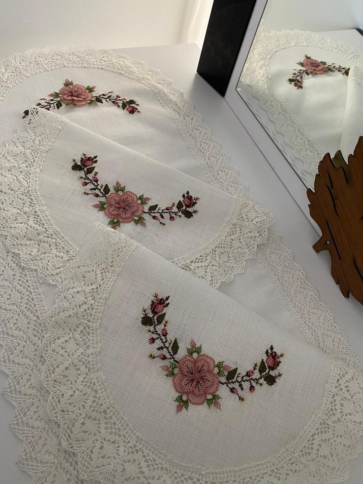 İğne oyası etamin oda takımı - Görsel 2