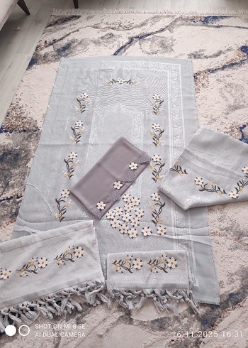 Gri Nakışlı Nevresim ve Çarşaf Takımı - Görsel 2