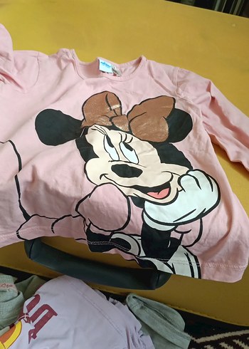 Defacto Kız Çocuk Pembe Minnie Baskılı Uzun Kollu Tişört