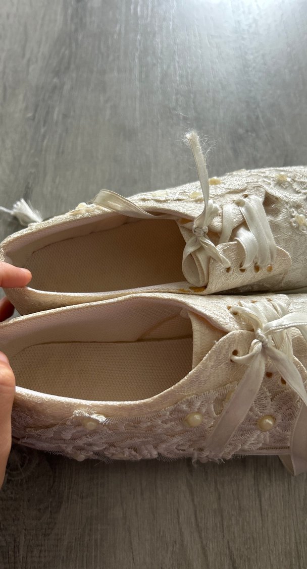 Nakışlı Beyaz Dantel gelin ayakkabısı - Görsel 3