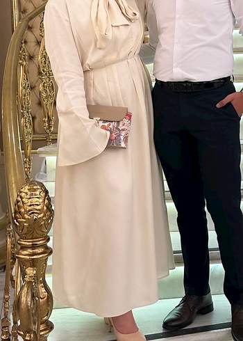 Touche  krem Bol Kesim Kadın Elbise - Görsel 2