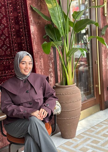 Kadın mürdüm trençkot manuka marka - Görsel 4